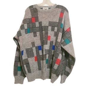 Buffalo | Men's Vintage Multi-Colored Geometric Print Crewneck Sweater (Size 2X)